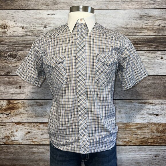 Wrangler Other - Wrangler Long Tails Cowboy Cut Shirt Large Single Needle Stitch USA Made 70s vtg